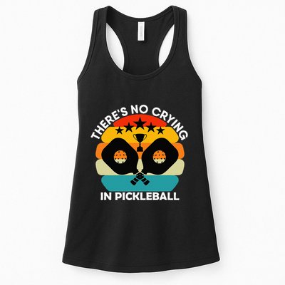 Theres No Crying In Pickleball Sports Love Funny Retro Womens Tank Top