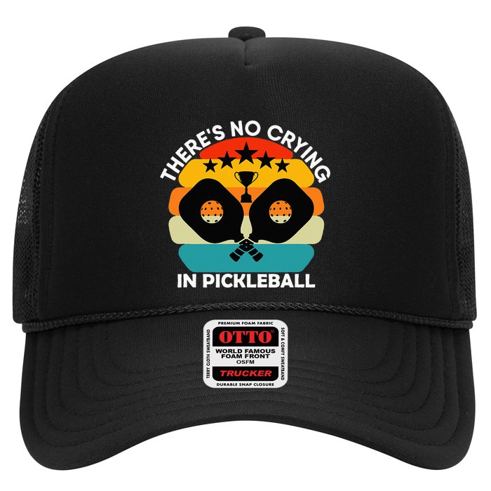 Theres No Crying In Pickleball Sports Love Funny Retro Hat