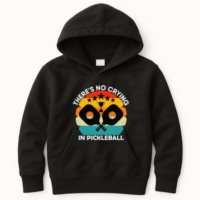 Theres No Crying In Pickleball Sports Love Funny Retro Kids Hoodie