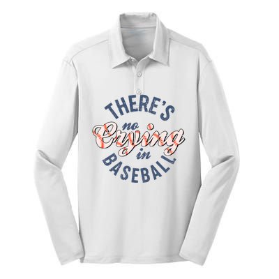 ThereS No Crying In Mama Baseball Funny Silk Touch Performance Long Sleeve Polo