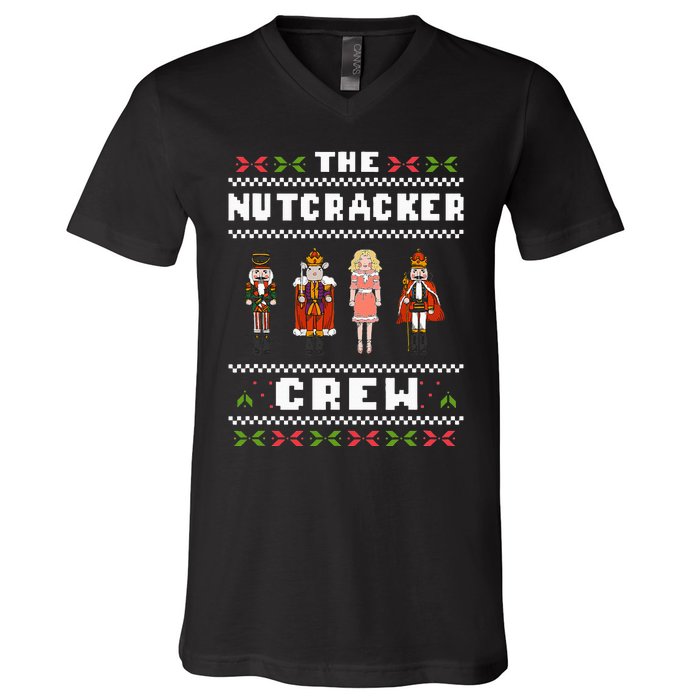 The Nutcracker Crew Nutcracker Ugly Christmas Sweater Ballet V-Neck T-Shirt