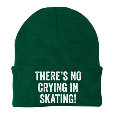 Theres No Crying In Skating Funny Ice Roller Skater Knit Cap Winter Beanie