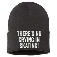 Theres No Crying In Skating Funny Ice Roller Skater Sustainable Knit Beanie