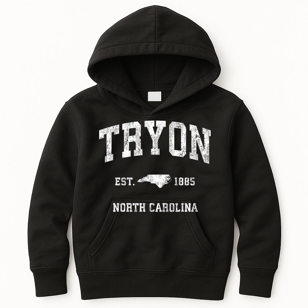 Tryon North Carolina Nc Vintage Athletic Sports Kids Hoodie