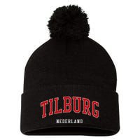 Tilburg Netherlands College University Style Pom Pom 12in Knit Beanie