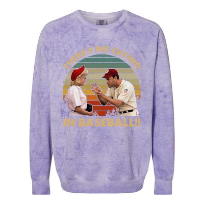 Theres No Crying In Funny Baseball Vintage Retro Colorblast Crewneck Sweatshirt