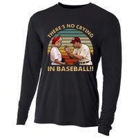 Theres No Crying In Funny Baseball Vintage Retro Cooling Performance Long Sleeve Crew