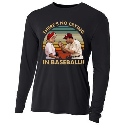 Theres No Crying In Funny Baseball Vintage Retro Cooling Performance Long Sleeve Crew