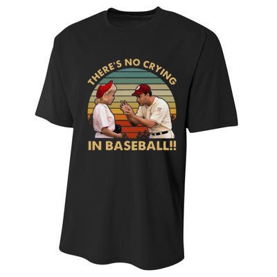 Theres No Crying In Funny Baseball Vintage Retro Performance Sprint T-Shirt