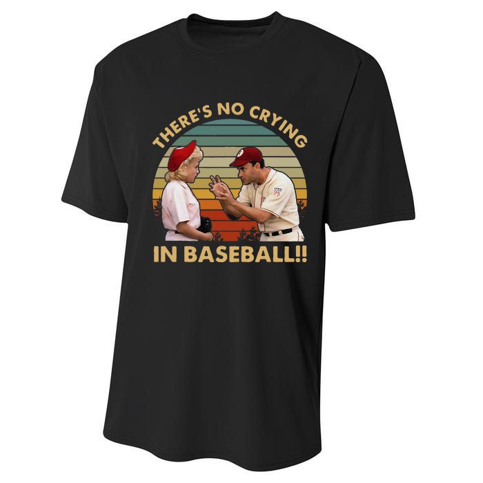 Theres No Crying In Funny Baseball Vintage Retro Performance Sprint T-Shirt