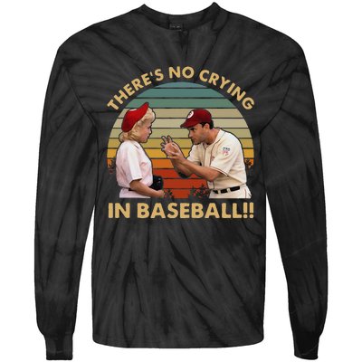 Theres No Crying In Funny Baseball Vintage Retro Tie-Dye Long Sleeve Shirt