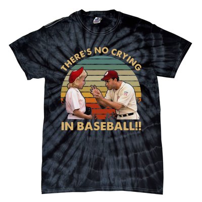 Theres No Crying In Funny Baseball Vintage Retro Tie-Dye T-Shirt