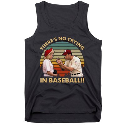 Theres No Crying In Funny Baseball Vintage Retro Tank Top