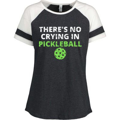 There's No Crying In Pickleball Paddles Sport Enza Ladies Jersey Colorblock Tee