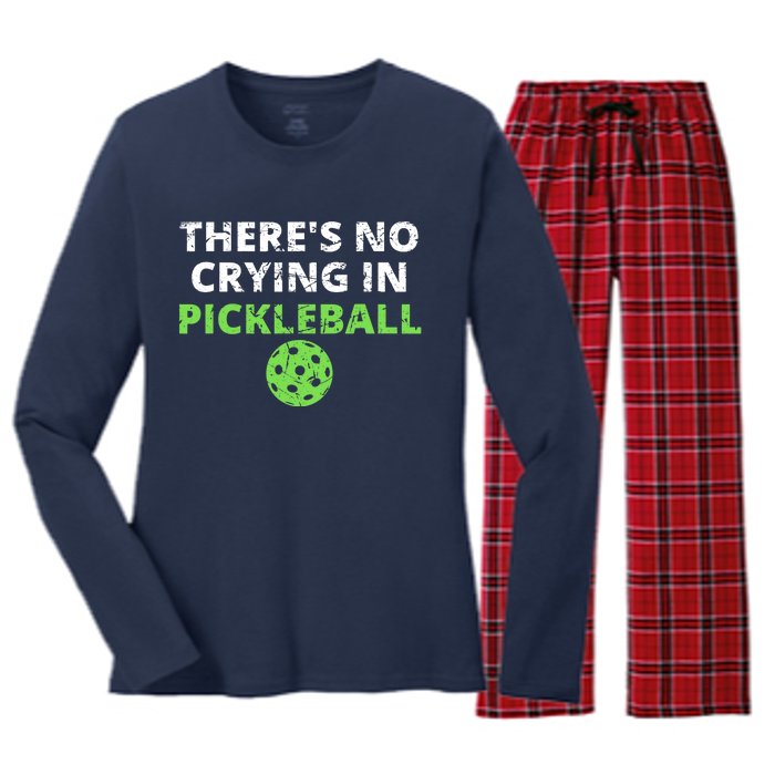 There's No Crying In Pickleball Paddles Sport Women's Long Sleeve Flannel Pajama Set 