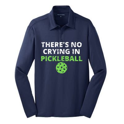 There's No Crying In Pickleball Paddles Sport Silk Touch Performance Long Sleeve Polo