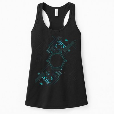 Tech Nerd Computer Geek Computer Circuit Engineer Gifts Women's Racerback Tank
