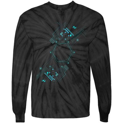 Tech Nerd Computer Geek Computer Circuit Engineer Gifts Tie-Dye Long Sleeve Shirt