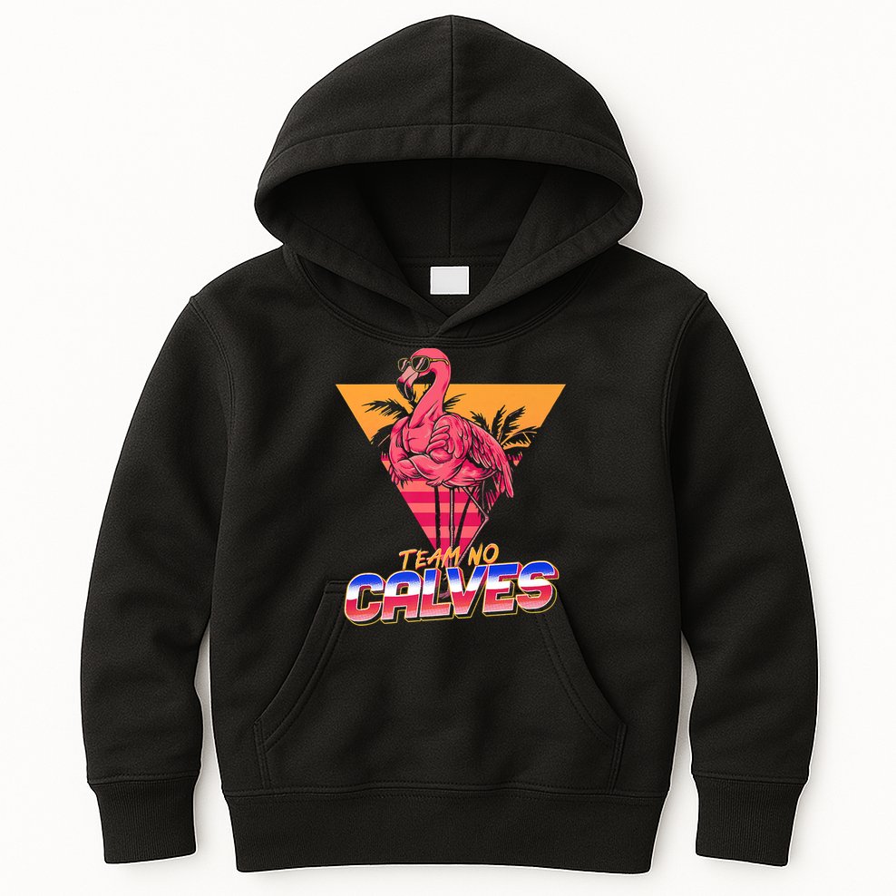 Team No Calves Flamingo Bodybuilding Gym Fitness Training Kids Hoodie