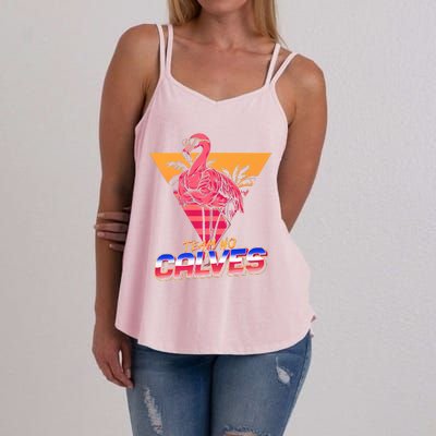 Team No Calves Flamingo Bodybuilding Gym Fitness Training Women's Strappy Tank