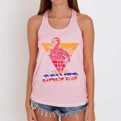 Team No Calves Flamingo Bodybuilding Gym Fitness Training Women's Knotted Racerback Tank