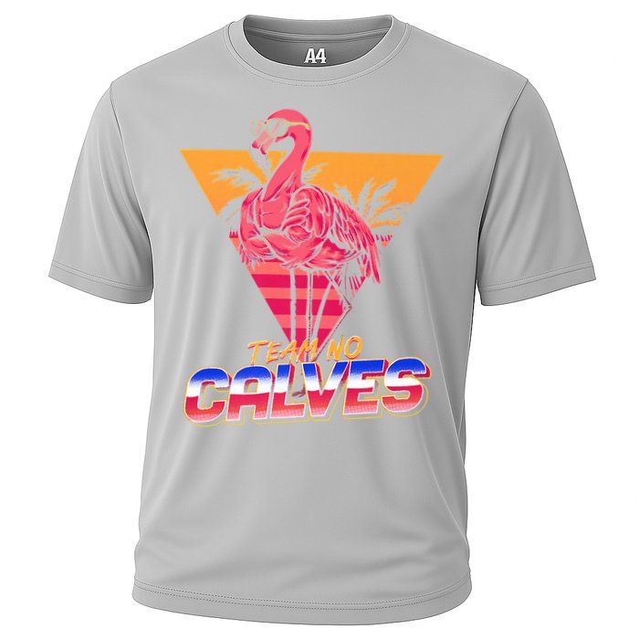 Team No Calves Flamingo Bodybuilding Gym Fitness Training Cooling Performance Crew T-Shirt