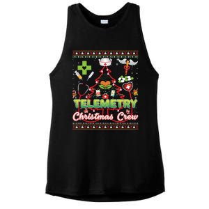 Telemetry Nurse Christmas Crew Tree Stethoscope Sweater Ugly Gift Ladies PosiCharge Tri-Blend Wicking Tank