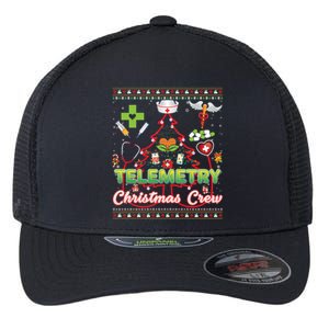 Telemetry Nurse Christmas Crew Tree Stethoscope Sweater Ugly Gift Flexfit Unipanel Trucker Cap