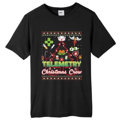 Telemetry Nurse Christmas Crew Tree Stethoscope Sweater Ugly Gift Tall Fusion ChromaSoft Performance T-Shirt