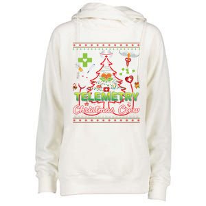 Telemetry Nurse Christmas Crew Tree Stethoscope Sweater Ugly Gift Womens Funnel Neck Pullover Hood