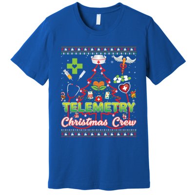 Telemetry Nurse Christmas Crew Tree Stethoscope Sweater Ugly Gift Premium T-Shirt