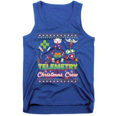 Telemetry Nurse Christmas Crew Tree Stethoscope Sweater Ugly Gift Tank Top