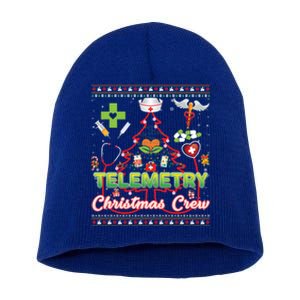 Telemetry Nurse Christmas Crew Tree Stethoscope Sweater Ugly Gift Short Acrylic Beanie