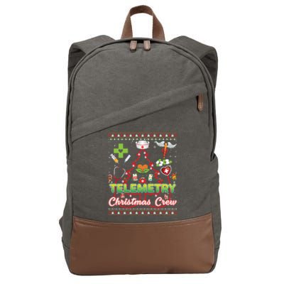 Telemetry Nurse Christmas Crew Tree Stethoscope Sweater Ugly Gift Cotton Canvas Backpack