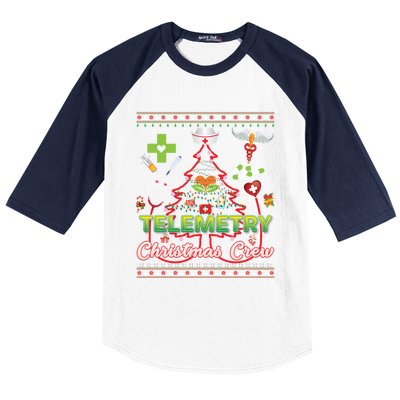 Telemetry Nurse Christmas Crew Tree Stethoscope Sweater Ugly Gift Baseball Sleeve Shirt