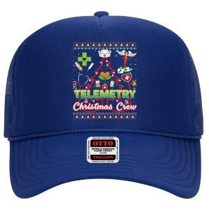 Telemetry Nurse Christmas Crew Tree Stethoscope Sweater Ugly Gift High Crown Mesh Back Trucker Hat