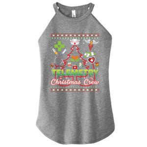 Telemetry Nurse Christmas Crew Tree Stethoscope Sweater Ugly Gift Women's Perfect Tri Rocker Tank