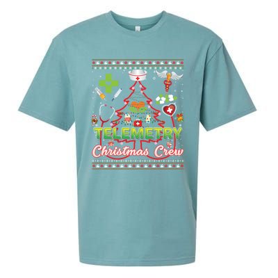 Telemetry Nurse Christmas Crew Tree Stethoscope Sweater Ugly Gift Sueded Cloud Jersey T-Shirt