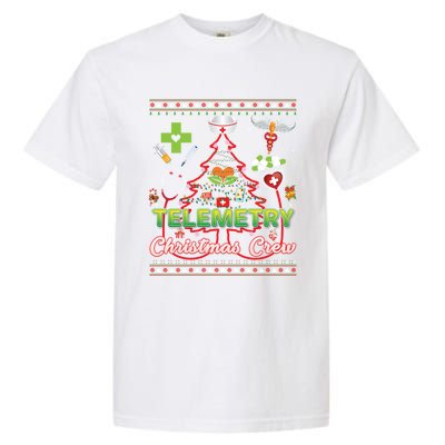 Telemetry Nurse Christmas Crew Tree Stethoscope Sweater Ugly Gift Garment-Dyed Heavyweight T-Shirt