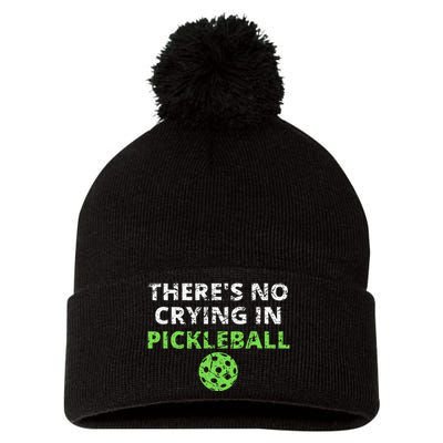 ThereS No Crying In Pickleball Paddles Sport Pom Pom 12in Knit Beanie