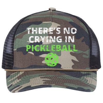 ThereS No Crying In Pickleball Paddles Sport Retro Rope Trucker Hat Cap