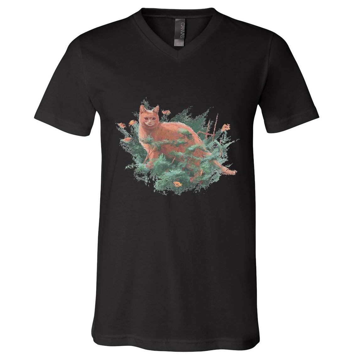 Threadless Nate Christenson Impressionist Cat V-Neck T-Shirt
