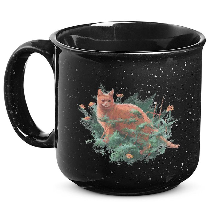 Threadless Nate Christenson Impressionist Cat 15oz Campfire Ceramic Mug