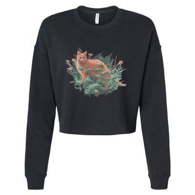 Threadless Nate Christenson Impressionist Cat Cropped Pullover Crew