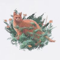 Threadless Nate Christenson Impressionist Cat Garment-Dyed Sweatshirt
