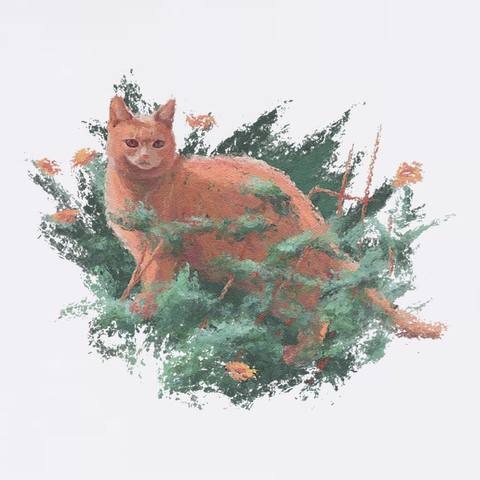 Threadless Nate Christenson Impressionist Cat Garment-Dyed Sweatshirt