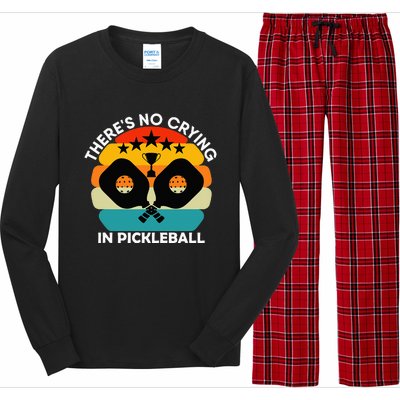 Theres No Crying In Pickleball Sports Love Funny Retro Long Sleeve Pajama Set