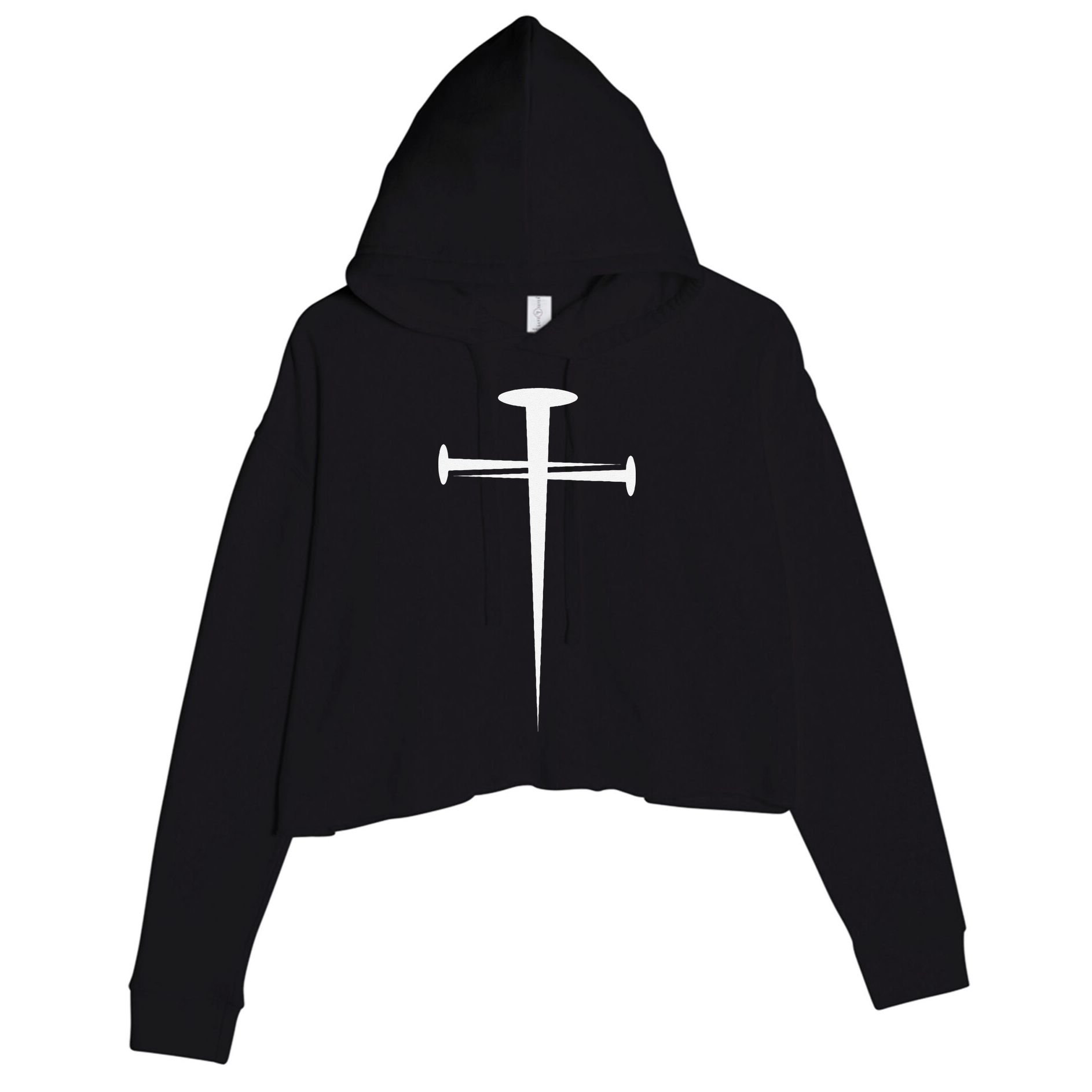 Three Nails Cross Jesus Christ Christian Crop Fleece Hoodie