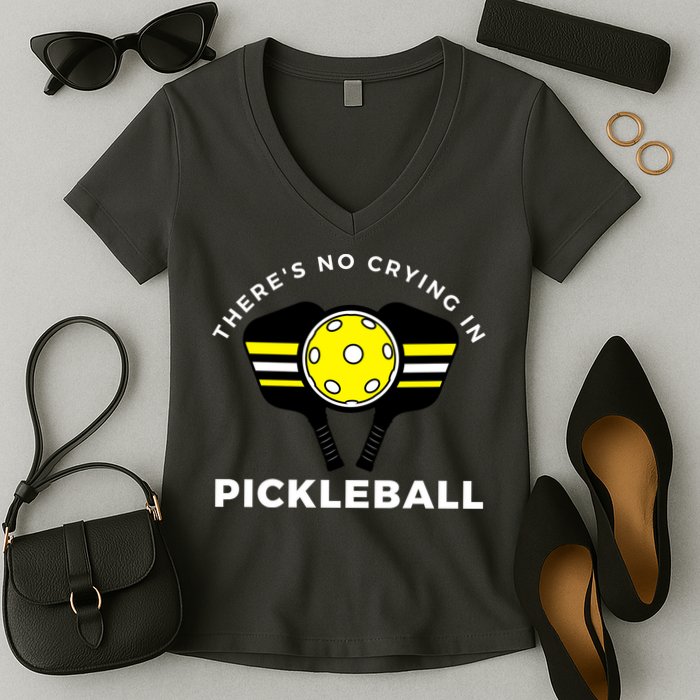 There's No Crying In Pickleball Women's V-Neck T-Shirt