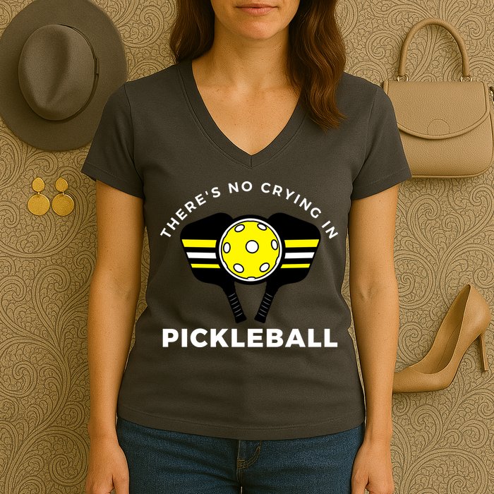 There's No Crying In Pickleball Women's V-Neck T-Shirt